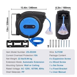 VEVOR Retractable Extension Cord Reel, 80 FT, Heavy Duty 12AWG/3C SJTOW Retractable Power Cord With Lighted Triple Tap Outlet, Black 14 VEVOR Retractable Extension Cord Reel, 80 FT, Heavy Duty 12AWG/3C SJTOW Retractable Power Cord With Lighted Triple Tap Outlet, Black -D'Eco Store GUEST f4a675bb d688 4842 a47d f6c90a2685f8