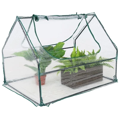 Sunnydaze Decor Sunnydaze Mini Greenhouse With 2 Zippered Side Doors - Clear 6 Sunnydaze Decor Sunnydaze Mini Greenhouse With 2 Zippered Side Doors - Clear - Image 6