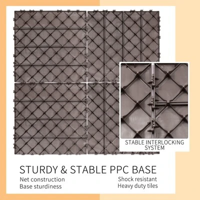 Plastic Interlocking Deck Tiles, 12.00"x12.00" (Pack Of 44). Patio, Outdoor Waterproof, All-weather For Garden 7 Plastic Interlocking Deck Tiles, 12.00"x12.00" (Pack Of 44). Patio, Outdoor Waterproof, All-weather For Garden - Image 7