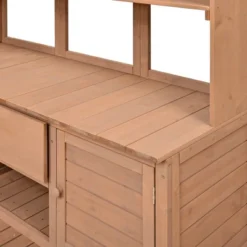 50”W Garden Potting Bench Table, Outdoor Patio Workstation With Hutch, Drawer And Adjustable Shelves, Fir Wood Frame, Brown/White/Natural-ModernLuxe -D'Eco Store GUEST f60fc564 5897 407e 95a5 6aa3f7a7d0e4