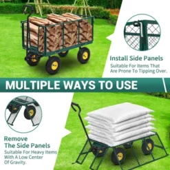Heavy Duty Steel Garden Cart,550 LBS Capacity 3-in-1 Pullable Metal Wagon With 10" Pneumatic Wheels,180°Rotating Handle & Removable Sides, Green 18 Heavy Duty Steel Garden Cart,550 LBS Capacity 3-in-1 Pullable Metal Wagon With 10" Pneumatic Wheels,180°Rotating Handle & Removable Sides, Green -D'Eco Store GUEST f63e8a57 22f8 43fc bfb9 7444e5c2a561