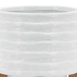 6" Ceramic Planter On Stand White Stripe - Sagebrook Home -D'Eco Store GUEST f69c6ca8 750d 4fd5 9864 7cc4180b17a6