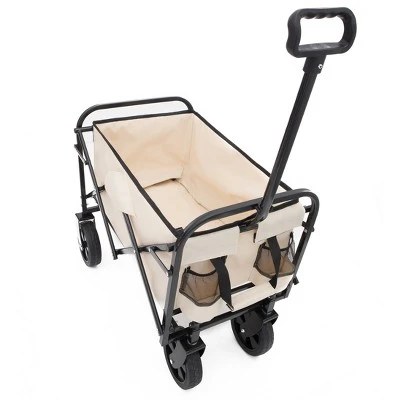 Minimeetall Extention Collapsible Foldable Wagon Cart Beach Wagon Heavy Duty Utility Cart Utility Wagon Grocery Cartcream 2 Minimeetall Extention Collapsible Foldable Wagon Cart Beach Wagon Heavy Duty Utility Cart Utility Wagon Grocery Cartcream - Image 2