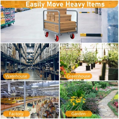 ORRD Heavy Duty Steel Panel Truck - 2000lbs Capacity, 36"x24", 6" Swivel Brake Casters, 3 Handrails 1 ORRD Heavy Duty Steel Panel Truck - 2000lbs Capacity, 36"x24", 6" Swivel Brake Casters, 3 Handrails