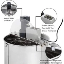 VINGLI Upgraded Electric 4 Frame Honey Extractor, Stainless Steel Honeycomb Spinner Drum With Adjustable Height Stands 8 VINGLI Upgraded Electric 4 Frame Honey Extractor, Stainless Steel Honeycomb Spinner Drum With Adjustable Height Stands -D'Eco Store GUEST fa55399c b4c3 4f6e 9e03 39270007bf4b