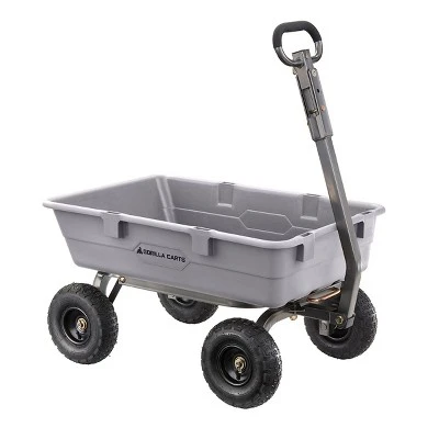 Gorilla Carts 800 Pound Capacity Heavy Duty Poly Yard Garden Steel Dump Utility Wheelbarrow Wagon Cart With 2 In 1 Towing ATV Handle, Gray 3 Gorilla Carts 800 Pound Capacity Heavy Duty Poly Yard Garden Steel Dump Utility Wheelbarrow Wagon Cart With 2 In 1 Towing ATV Handle, Gray - Image 3