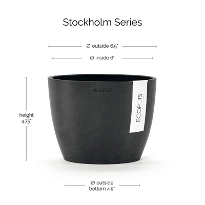 Ecopots Stockholm Mini Durable Modern Round Indoor/Outdoor Recycled-Based Composite Flower Pot Planter 1 Ecopots Stockholm Mini Durable Modern Round Indoor/Outdoor Recycled-Based Composite Flower Pot Planter