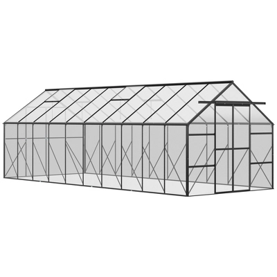 Outsunny Aluminum Greenhouse Polycarbonate Walk-in Garden Greenhouse Kit With Adjustable Roof Vent, Rain Gutter And Sliding Door 7 Outsunny Aluminum Greenhouse Polycarbonate Walk-in Garden Greenhouse Kit With Adjustable Roof Vent, Rain Gutter And Sliding Door - Image 7