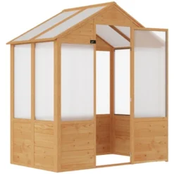 Outsunny 6.2' X 3.9' X 6.9' Polycarbonate Greenhouse, Walk-in Hot House Kit With Lockable Door, 5 Level Wind Resistant Wooden Frame, Natural Wood 11 Outsunny 6.2' X 3.9' X 6.9' Polycarbonate Greenhouse, Walk-in Hot House Kit With Lockable Door, 5 Level Wind Resistant Wooden Frame, Natural Wood -D'Eco Store GUEST fcd357a7 45d0 4673 a3e4 c160970130d7