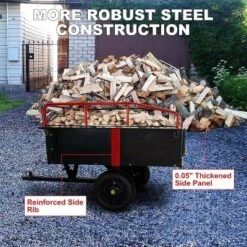 Acekool 750 Lbs Steel Dump Cart, 15 Cu.Ft Garden Utility Trailer With Dual Bearings, Pneumatic Tires, Hand Or Foot Dump For ATV, Tractor, Lawn Mower -D'Eco Store GUEST fd0db2c8 b4ba 4e83 a1de 25c9b0c205ea