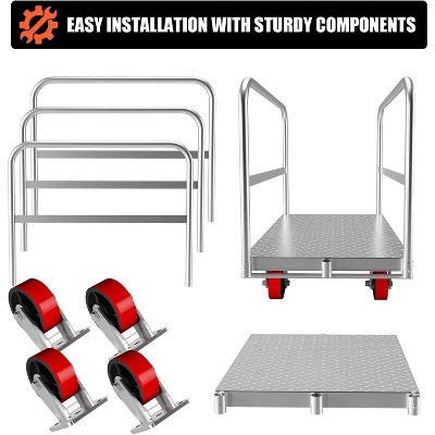 Heavy Duty Steel Panel Cart Dolly – 2000 Lbs Capacity Drywall Dolly & Lumber Truck Cart With 3 Side Handrails, 36" L X 24" W X 33" H 2 Heavy Duty Steel Panel Cart Dolly – 2000 Lbs Capacity Drywall Dolly & Lumber Truck Cart With 3 Side Handrails, 36" L X 24" W X 33" H - Image 2