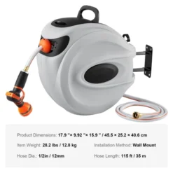 VEVOR Retractable Hose Reel, 115 Ft X 1/2 Inch, 180° Swivel Bracket Wall-Mounted, Garden Water Hose Reel With 9-Pattern Nozzle, Automatic Rewind 14 VEVOR Retractable Hose Reel, 115 Ft X 1/2 Inch, 180° Swivel Bracket Wall-Mounted, Garden Water Hose Reel With 9-Pattern Nozzle, Automatic Rewind -D'Eco Store GUEST fd92f704 fc88 4e4a ae43 a272dd9a7aec