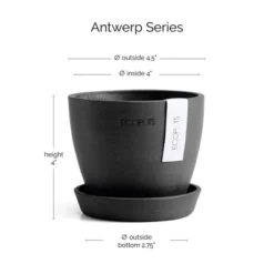 Ecopots Antwerp Mini Durable Modern Round Indoor/Outdoor Recycled-Based Composite Flower Pot Planter