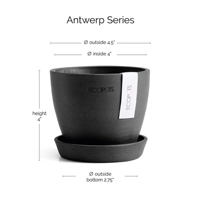 Ecopots Antwerp Mini Durable Modern Round Indoor/Outdoor Recycled-Based Composite Flower Pot Planter 1 Ecopots Antwerp Mini Durable Modern Round Indoor/Outdoor Recycled-Based Composite Flower Pot Planter