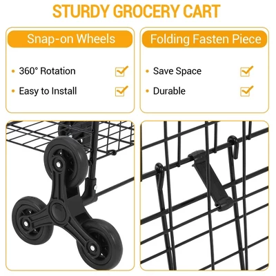 Utility Cart, Heavy Duty 110LB Capacity Folding Cart - Stair-Climbing 360¡ã Wheels For Groceries/Laundry/Multi-Floor Transport 4 Utility Cart, Heavy Duty 110LB Capacity Folding Cart - Stair-Climbing 360¡ã Wheels For Groceries/Laundry/Multi-Floor Transport - Image 4
