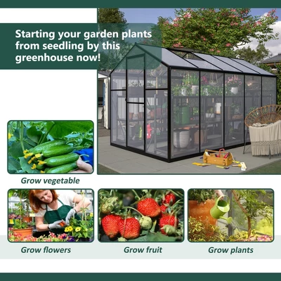 Greenhouse For Outdoors, Walk In Greenhouse With Lockable Door, Ventilation Window And Aluminum Frame For Backyard Balcony Garden Sunroom 7 Greenhouse For Outdoors, Walk In Greenhouse With Lockable Door, Ventilation Window And Aluminum Frame For Backyard Balcony Garden Sunroom - Image 7